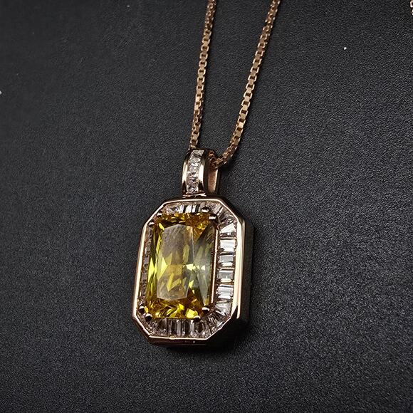 CDE Lab Citrine Pendant Necklace 925 Rose Gold Tone New in Box - Picture 1 of 12